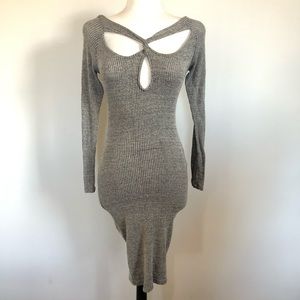 Sexy Body Con Sweater Dress Flirty Neck line Sz S